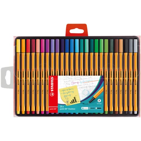 Fineliner Stabilo Point 88® 0,4 mm conf. 25 colori assortiti 8825-1